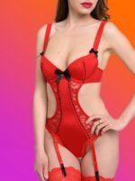Lovehoney Seduce Me Red Push-Up Crotchless Cut-Out Teddy - Image 3