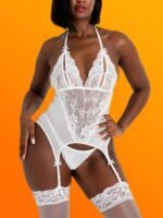 Lovehoney Peek-a-Boo White Lace Merry Widow Bustier SetPeek-a-Boo White Lace Mer - Image 3
