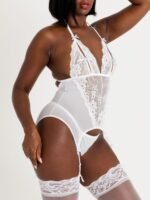 Lovehoney Peek-a-Boo White Lace Merry Widow Bustier SetPeek-a-Boo White Lace Mer - Image 4