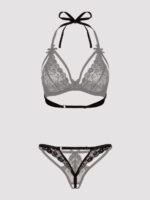 Lovehoney Plus Size Underwired Lace Triangle Bra and Crotchless G-String Set