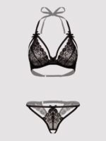 Lovehoney Plus Size Underwired Lace Triangle Bra and Crotchless G-String Set - Image 5