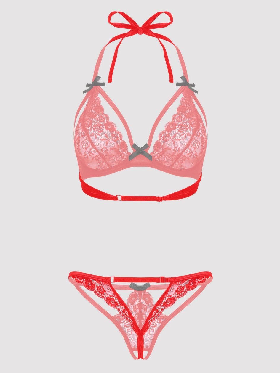a36263g71973.jpg Lovehoney Plus Size Red Underwired Lace Triangle Bra and G-String Set - Image 1