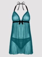 Lovehoney Plus Size Barely There Sheer Green Babydoll Set - Image 6