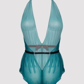 Lovehoney Plus Size Barely There Sheer Green Crotchless Teddy