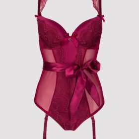 Lovehoney Moonlight Wine Crotchless Plunge Teddy