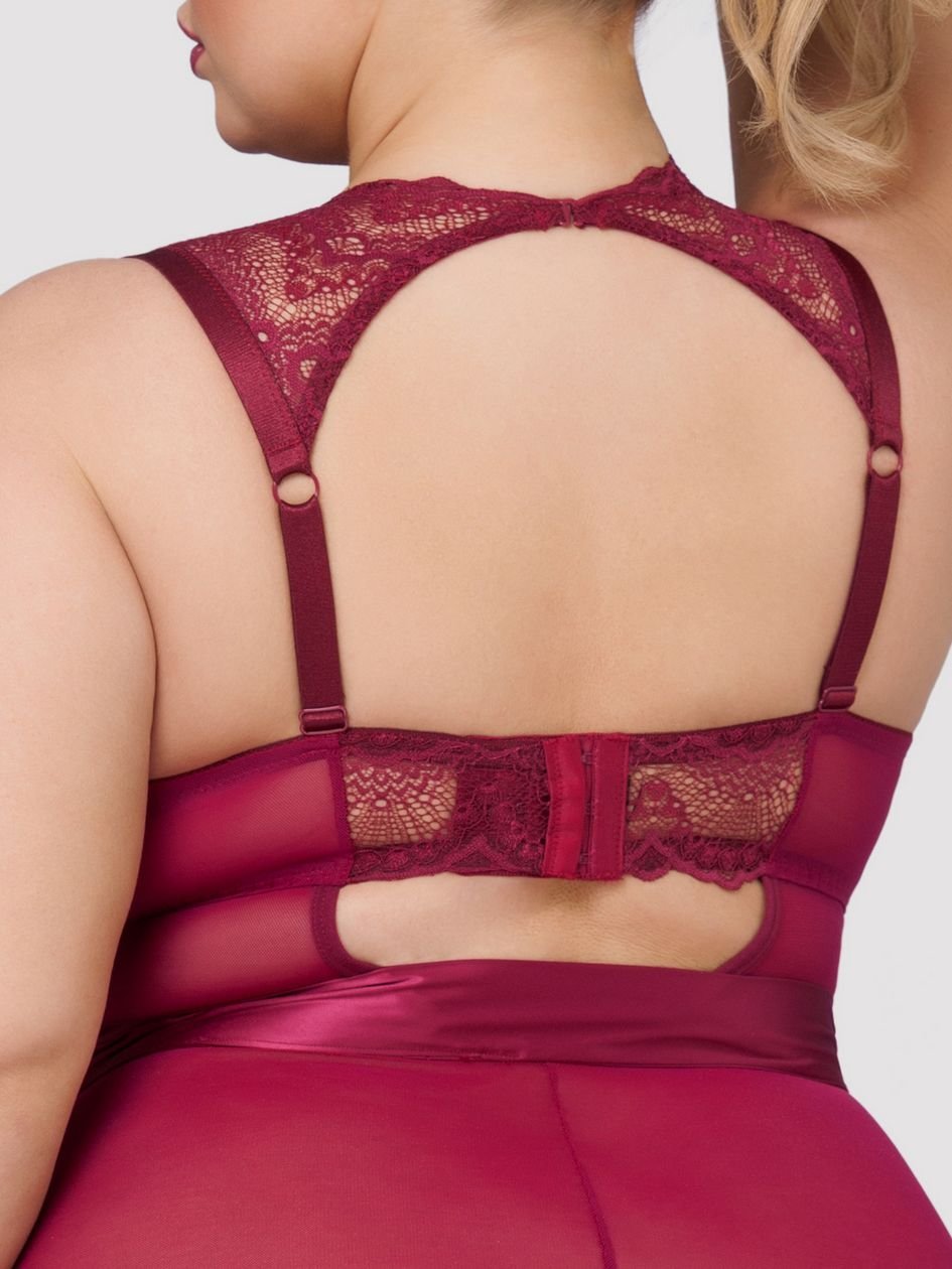 a37745g69938.jpg Lovehoney Plus Size Moonlight Wine Crotchless Plunge Teddy - Image 1
