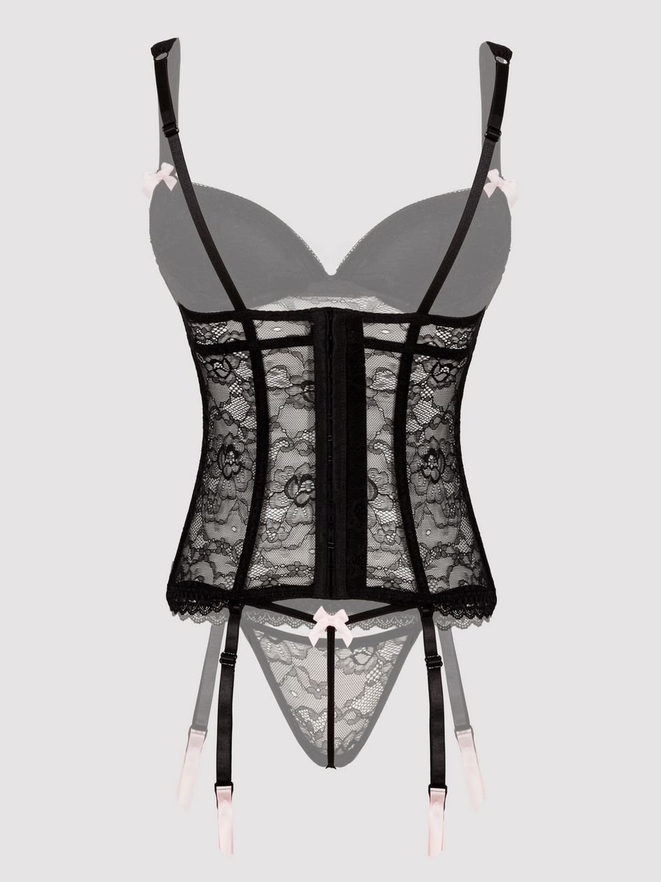 a37771g69980.jpg Lovehoney Black Lace Push-Up Basque Set - Image 1