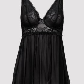 Lovehoney Love Me Black Lace Soft Cup Babydoll Set