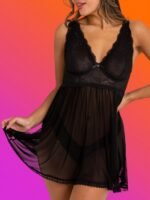 Lovehoney Love Me Black Lace Soft Cup Babydoll Set - Image 3