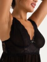 Lovehoney Love Me Black Lace Soft Cup Babydoll Set - Image 5