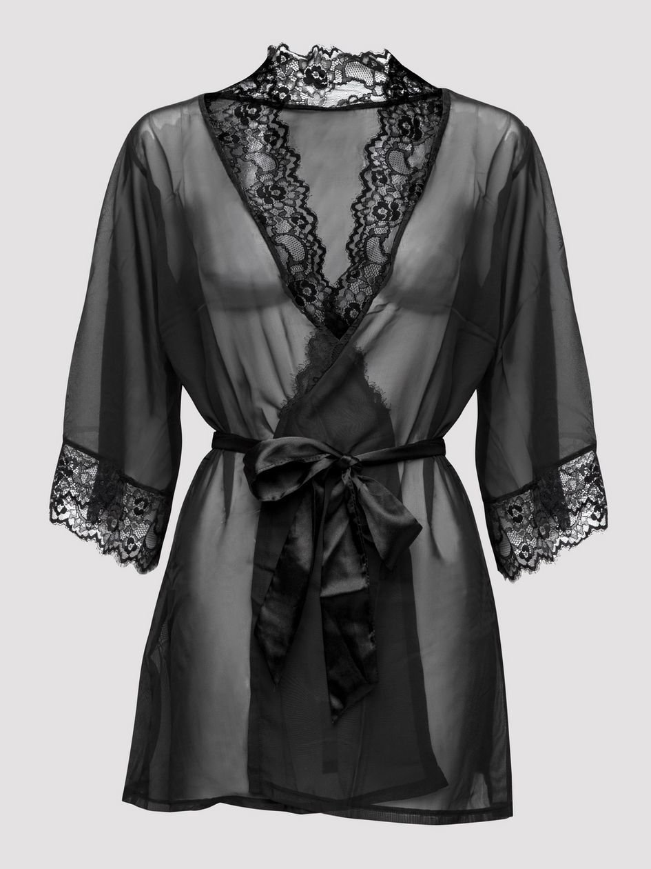 a38855g71446.jpg Lovehoney Plus Size Barely There Sheer Black Robe - Image 1