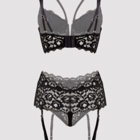 Lovehoney Parisienne Black Lace Plunge Longline Bra Set