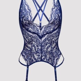 Lovehoney Plus Size Late Night Liaison Blue Lace Plunge Bustier Set