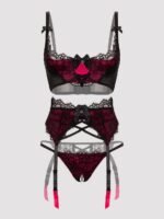 Lovehoney Plus Size Boudoir Belle Cherry Quarter Cup Bra Set - Image 2