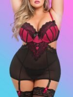 Lovehoney Plus Size Boudoir Belle Cherry Cut-Out Chemise Set - Image 3