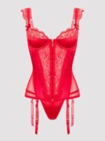 Lovehoney Plus Size Treasure Me Red Push-Up Basque Set - Image 6