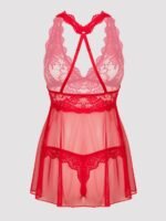 Lovehoney Plus Size Bombshell Red Lace Babydoll Set - Image 3