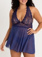 Lovehoney Plus Size Bombshell Blue Lace Babydoll Set - Image 2