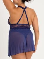 Lovehoney Plus Size Bombshell Blue Lace Babydoll Set - Image 4