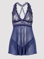 Lovehoney Plus Size Bombshell Blue Lace Babydoll Set - Image 8