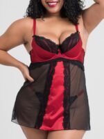 Lovehoney Plus Size Empress Red Satin and Lace Chemise Set - Image 2