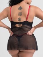Lovehoney Plus Size Empress Red Satin and Lace Chemise Set - Image 4