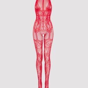 Lovehoney Red Lace Crotchless Basque Bodystocking