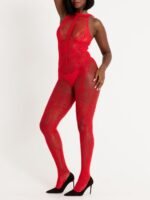 Lovehoney Red Lace Crotchless Basque Bodystocking - Image 4