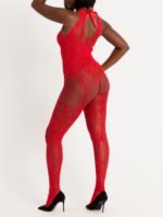 Lovehoney Red Lace Crotchless Basque Bodystocking - Image 5