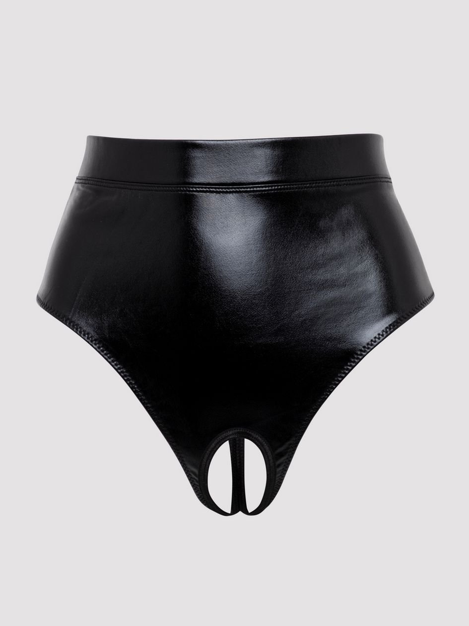 a45898g82592.jpg Lovehoney Fierce Wet Look Cut-Out Crotchless Thong - Image 1