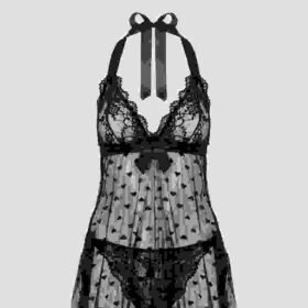 Lovehoney Plus Size Black Lace Babydoll Gift Set