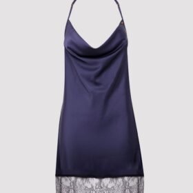 Lovehoney Plus Size Dark Orchid Navy Satin and Lace Chemise