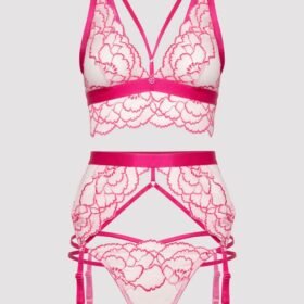 Lovehoney Plus Size Tiger Lily Pink Lace Bra Set