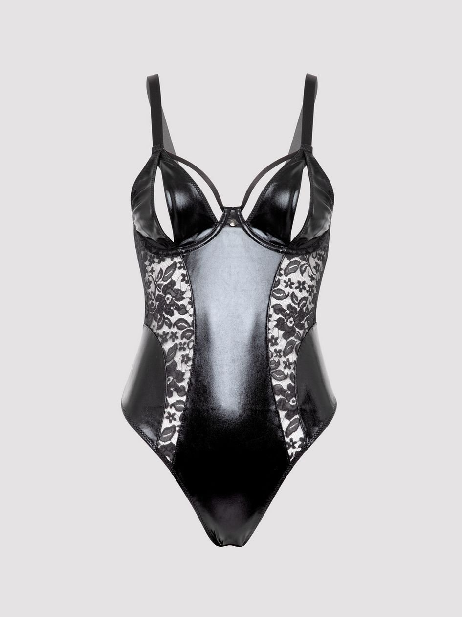 a46630g83775.jpg Lovehoney Plus Size Fierce Muse Wet Look Crotchless Teddy - Image 1