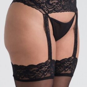 Lovehoney Plus Size Black Lace Garter Tights