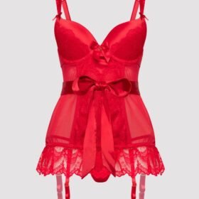 Lovehoney Moonlight Desire Red Satin Basque Set
