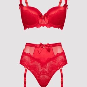 Lovehoney Plus Size Moonlight Desire Red Satin Bra Set