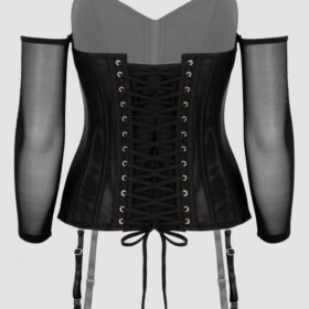Lovehoney Plus Size Secret Silhouette Black Steel-Boned Long Sleeve Corset