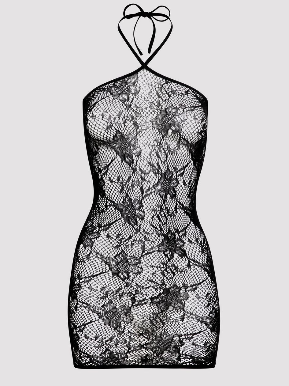 a47486g85047.jpg Lovehoney Treasure Chest Black Lace Mini Dress - Image 1
