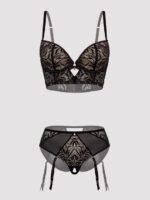 Lovehoney Parisienne Charm Black Lace Crotchless Bra Set - Image 2