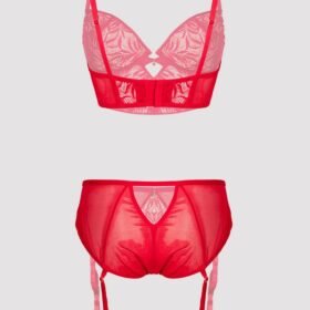 Lovehoney Parisienne Charm Red Lace Crotchless Bra Set