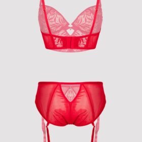 Lovehoney Plus Size Parisienne Charm Red Lace Crotchless Bra Set