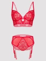 Lovehoney Plus Size Parisienne Charm Red Lace Crotchless Bra Set - Image 7