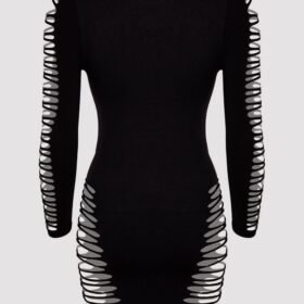 Lovehoney Plus Size Black Criss-Cross Long Sleeve Dress
