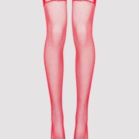 Lovehoney Plus Size Red Fishnet Lace Top Hold-Ups