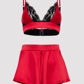 Lovehoney Plus Size Empress Red Satin Bra and Shorts Set
