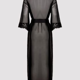 Lovehoney Plus Size Empress Black Mesh Long Robe
