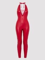 Lovehoney Plus Size Fierce Leather Look Lace-Up Red Catsuit
