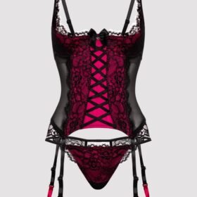 Lovehoney Plus Size Boudoir Belle Cherry Quarter Cup Bustier Set