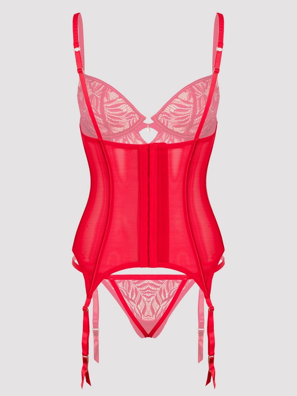 a48249g86033.jpg Lovehoney Plus Size Parisienne Charm Red Lace Basque Set - Image 1
